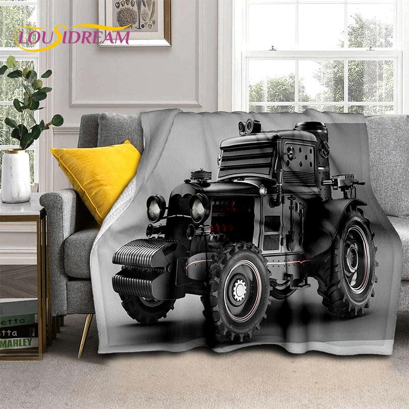 Truck Car 3D Series Retro Tractor HD Blanket,Soft Throw Blanket for Home Bedroom Bed Sofa Picnic Travel Office Cover Blanket Kid