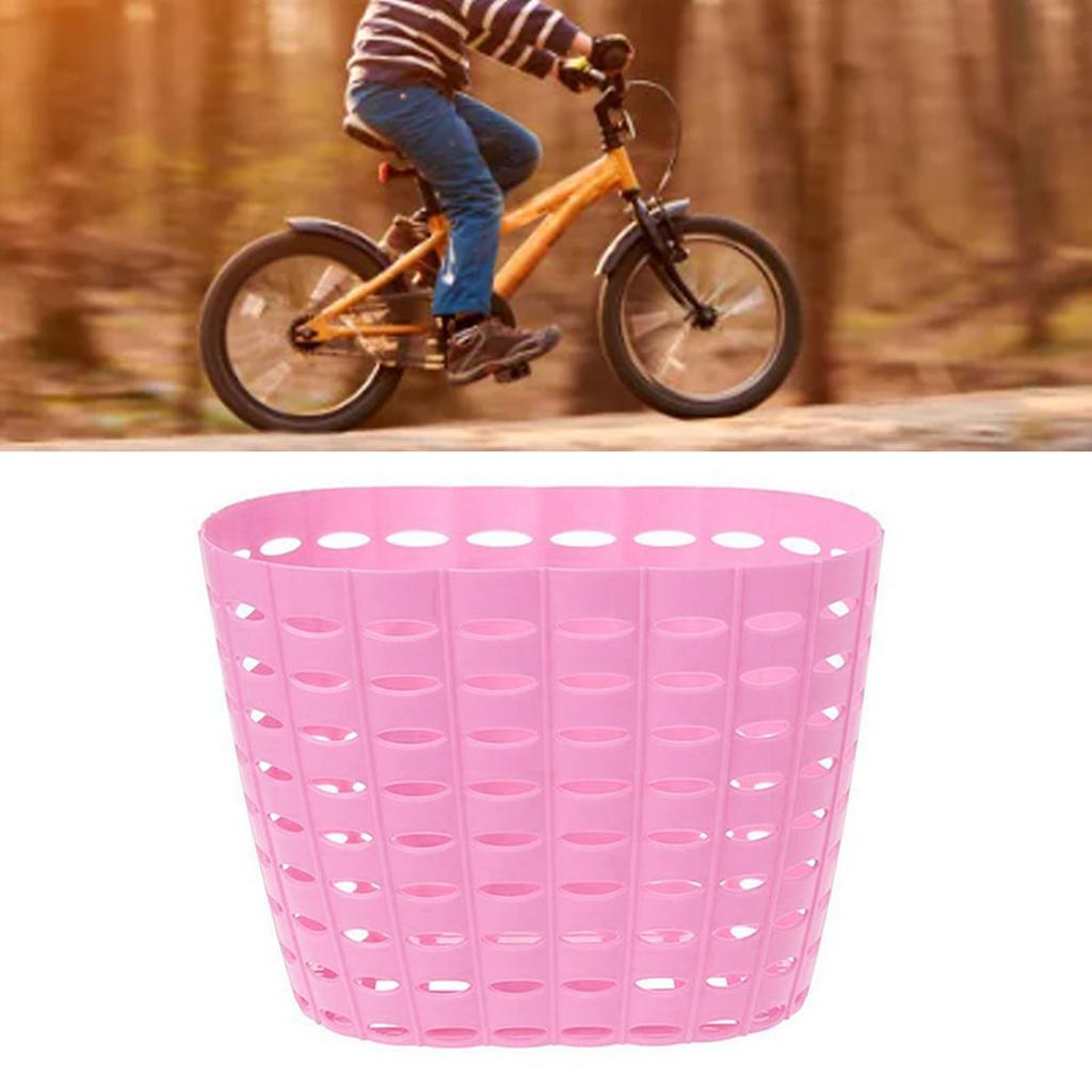 Detský košík na bicykel Plastový Zhrubnutý Malý Predný Riadidlový Košík na Bicykel pre Chlapcov a Dievčatá Ružový