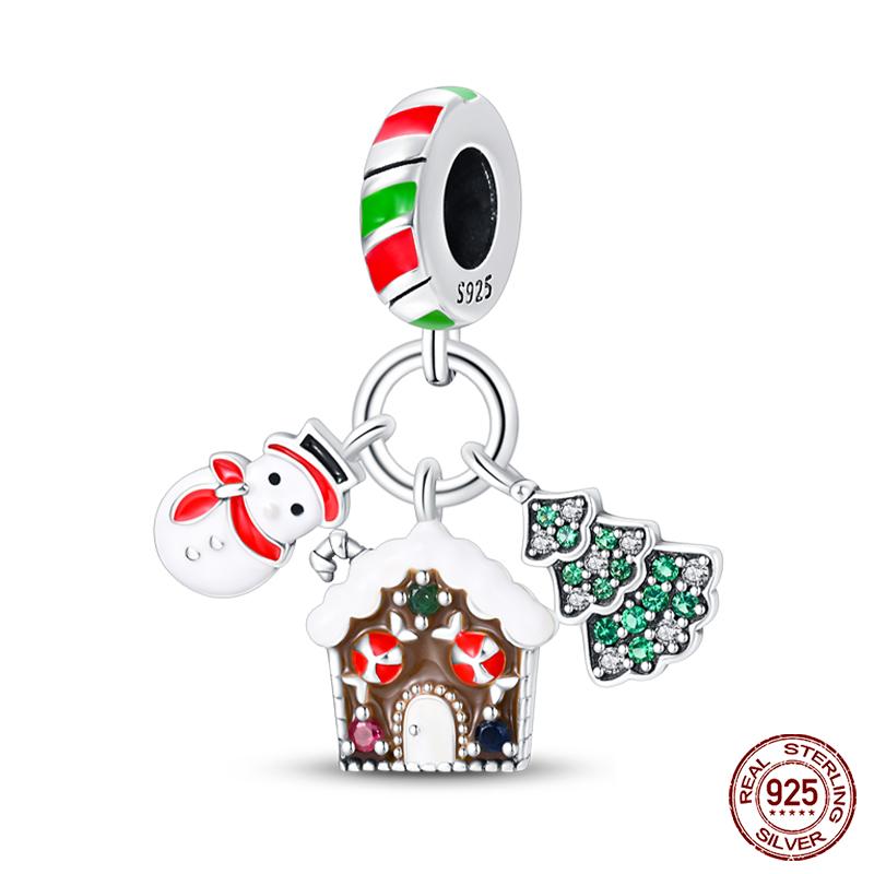 925 silver snowflake Christmas tree ski boots beads Brand bracelet exquisite DIY jewelry