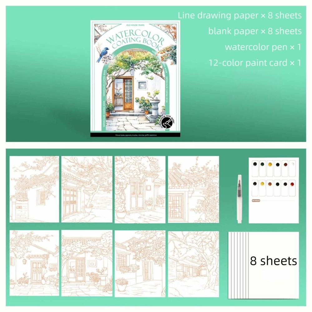 Decompression Coloring Book Set Tri-fold Drawing Notebook New Art Painting Book  Art Painting