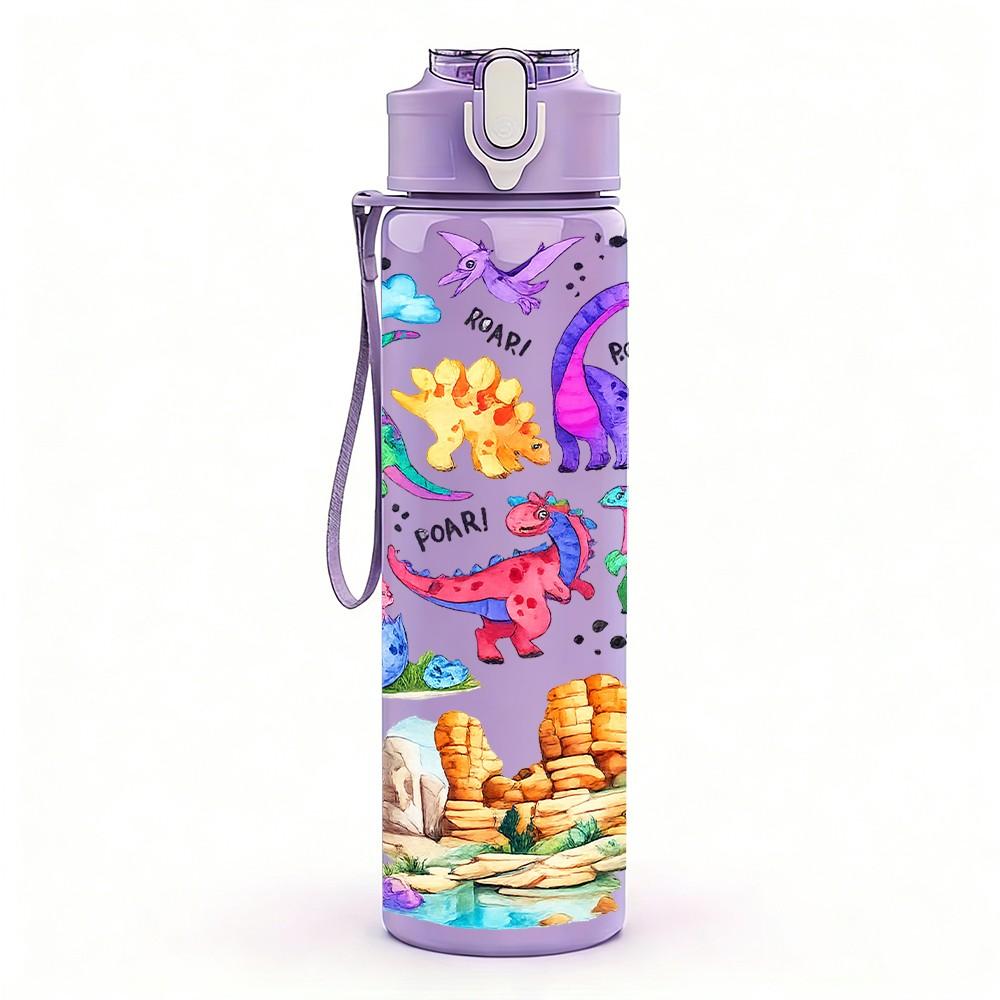 1PC Bright Doodle Abstract Graffiti Print 750ml Color Plastic Sports Water Bottle Leakproof Flip Straw Lid Suitable for Sports Office Home Use