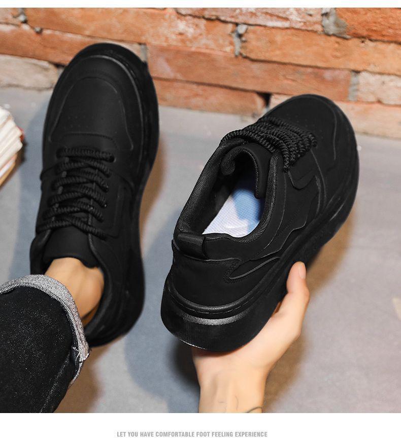 Spring Men's Trendy Breathable Sneakers - Versatile Thick-Soled Casual Skate Shoes