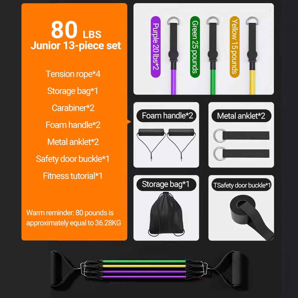 Bodybuilding-Widerstandsbänder-Set, Multifunktions-Spanner-Anzug, Muskeltrainingsgürtel, elastische Bänder, tragbare Fitnessgeräte