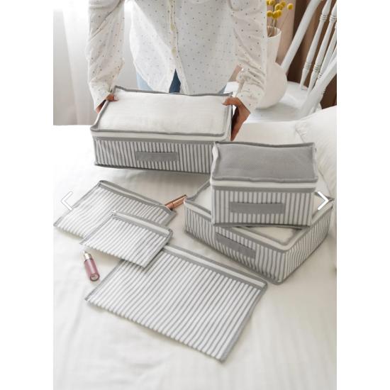 

6 Piece Suitcase/Suitcase Travel Type Storage Bag Set - Gray Rope Pattern