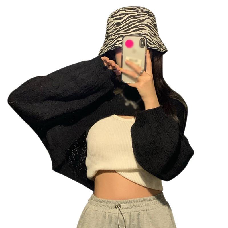 Корейские топы с длинными рукавами, блузка, короткая, многослойная, дышащая, узор