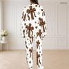 Women Plus Size Round Neck Long Sleeve Top And Pants Set Lipstick Leopard Printed Casual Outfit