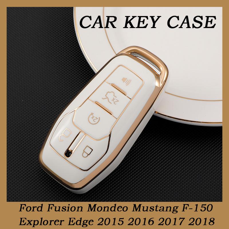 

Phnom Penh Shell Fob Soft TPU Car Key Case Fob Cover for Ford Fusion Mondeo Mustang F-150 Explorer Edge 2015 2016 2017 2018 Car Accessories чорний
