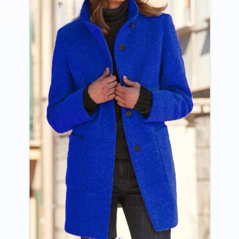IHUASU Vintage Casual Lattice Print Long Sleeve Polo Neck Jacket for Autumn/Winter