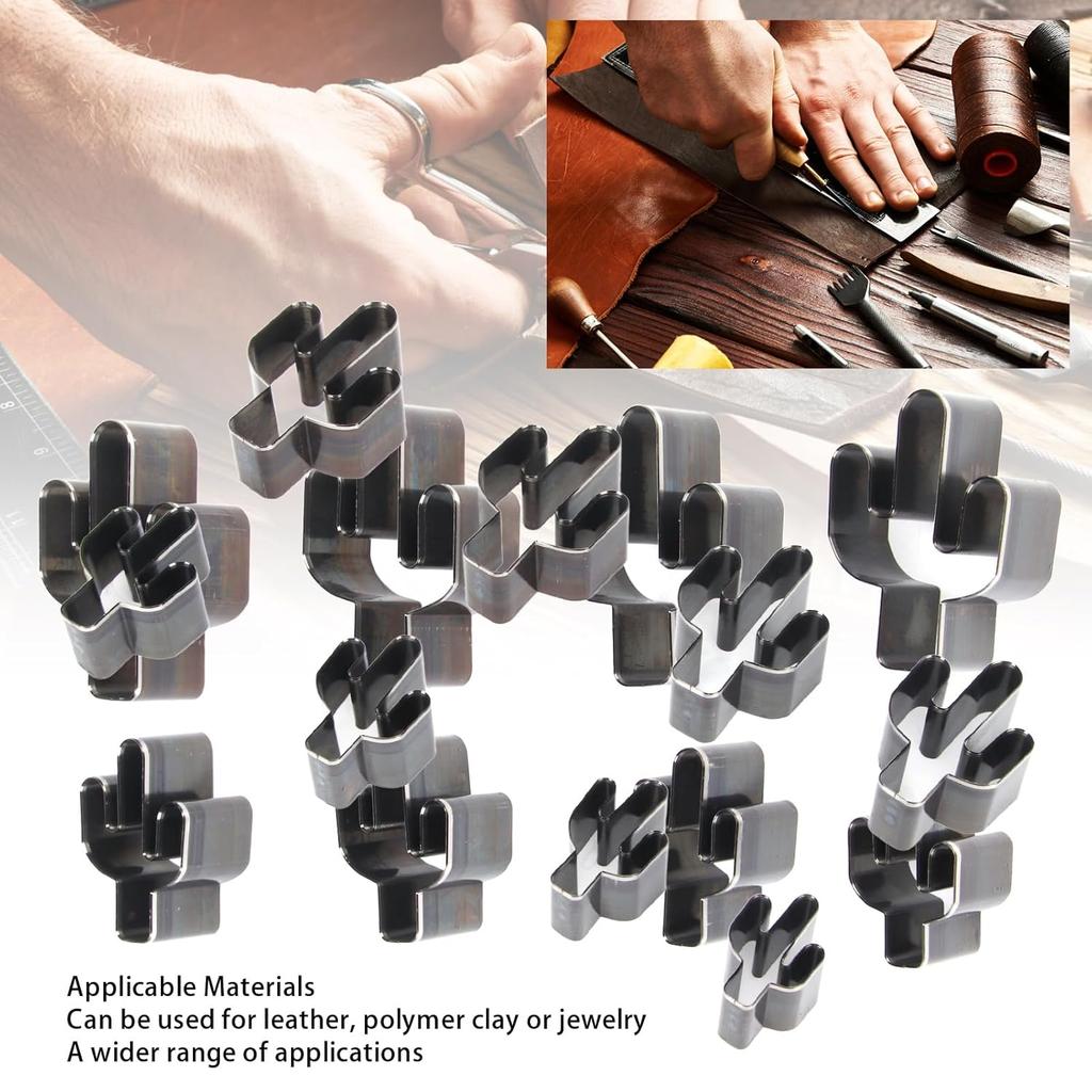 Leather Cutting Dies 8pcs, High Carbon Steel Cactus Shaped Punching Tool Metal Leather Craft DIY Cutting Mold for Leather Crafts and Other Art
