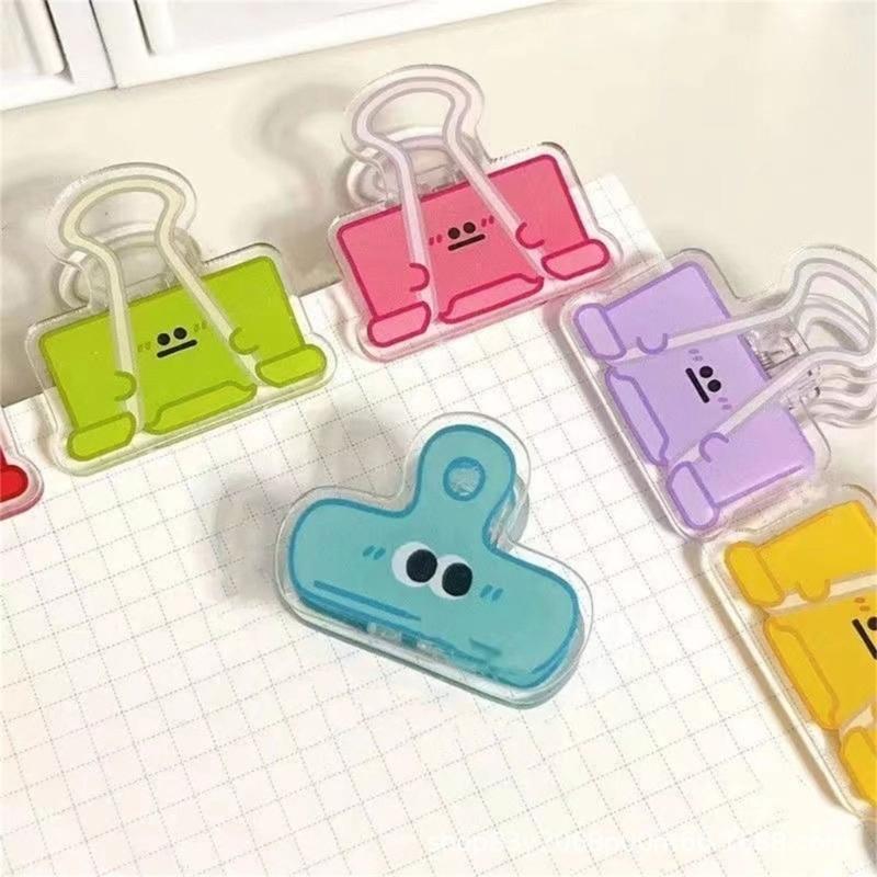 Cartoon Big Eye Acrylic Paper Clip Acrylic Paper Clamp for Food Bag Photo File Receipt Drawing Board Kitchen Office Use