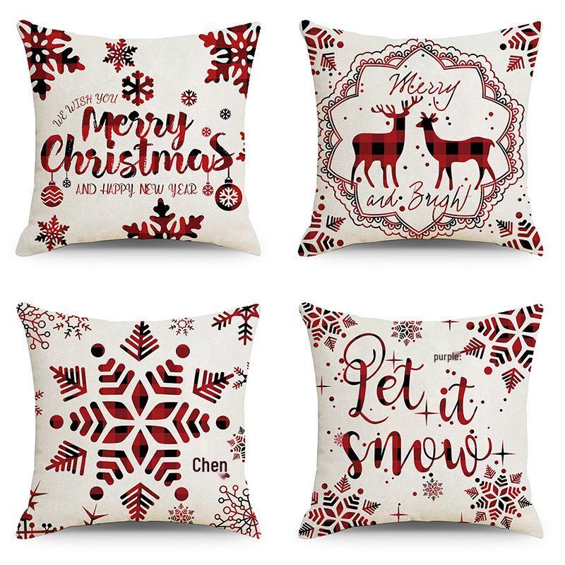 Christmas Linen Pillowcase: Home Sofa Decor & Car Lumbar Support Cushion Cover