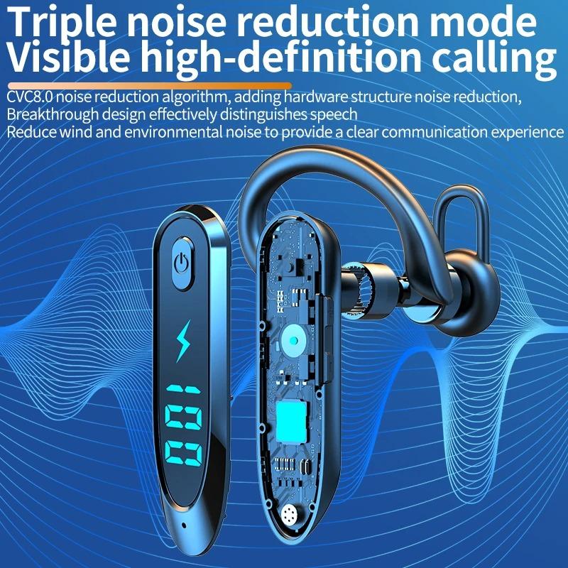 P12 Bluetooth 6.0 Earphone LED Display Wireless Headphone Sports Headset with Noise Reduction and Digital Display Cancellation Earbud for Smart Phones