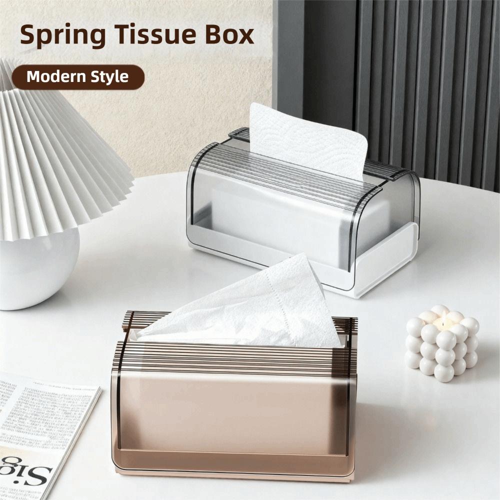 Plastic Clear Tissue Box Spring Support Storage Box Modern Paper Box  Desktop