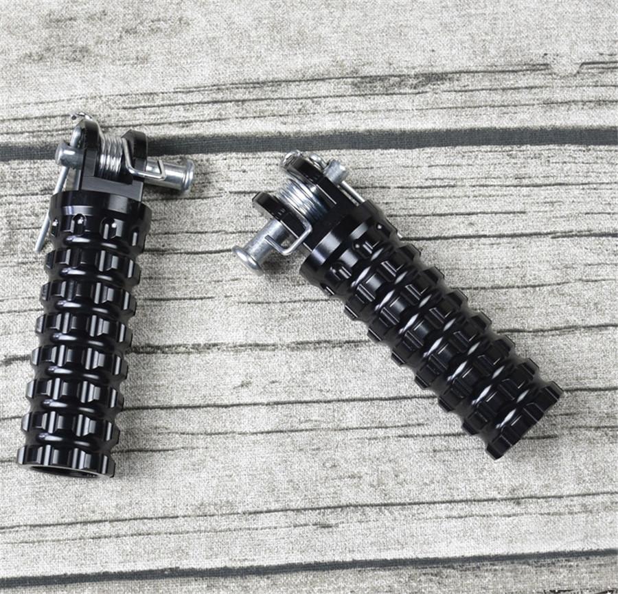 2PCS Retro Vintage Motorcycle Motorcycle Modification Bright Black Plaid Front of the Foot Pedal