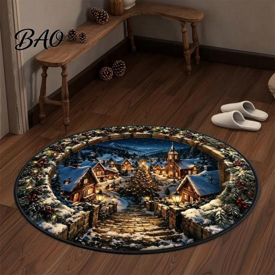Decorative Floor Mat for Party Christmas 3D Illusion Rug, Black Hole Vortex Visual Effect Mat, Non-Slip Rug Holiday Door Machine Washable Entryway