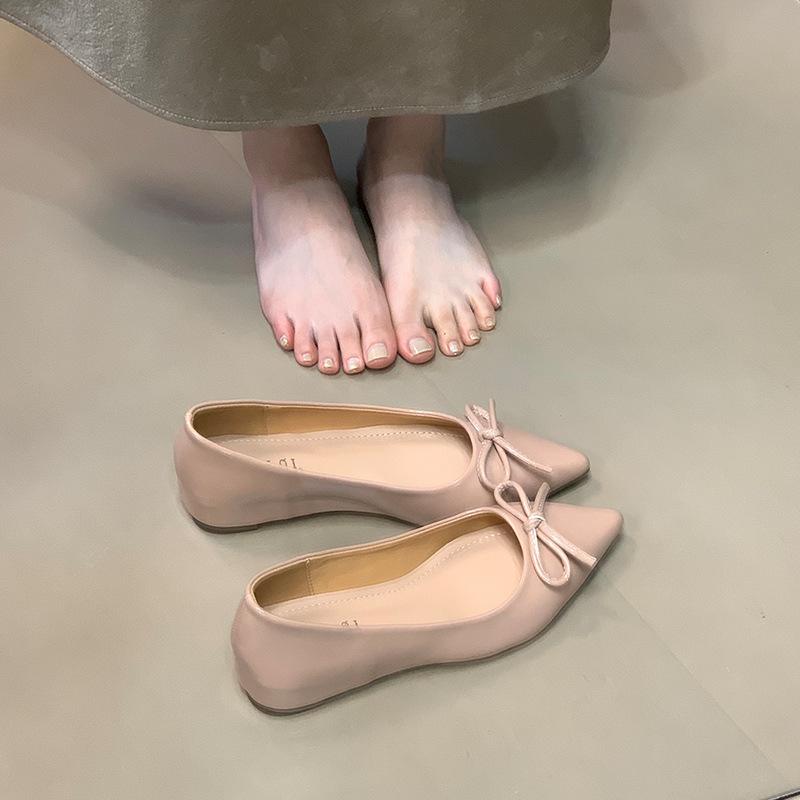 Bow commuter Mary Jane evening shoes pointed commuter single shoes women's 2025 new fashion light mouth versatile ladyshoes