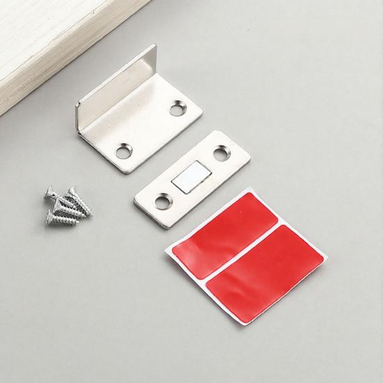 1 Set Ultra Thin Magnetic Door Catch Heavy Duty Stainless Steel Cabinet Door Magnet Adhesive Kitchen Closet Cupboard Drawer Magnetic Latch