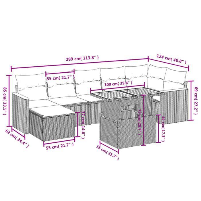 VidaXL Garden Lounge Set with Cushions 8 Pcs, Patio Sofas, Patio Furniture Set, Outdoor Furniture, Black 3273183