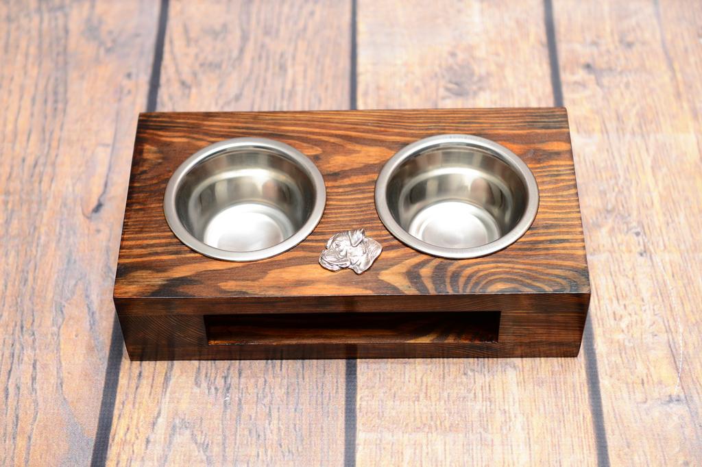 Bokser, Boxer III - Holzständer mit Näpfen für Hunde, Stahlnäpfe für Hunde, Geschenk zur Hundeadoption der Marke Art-Dog