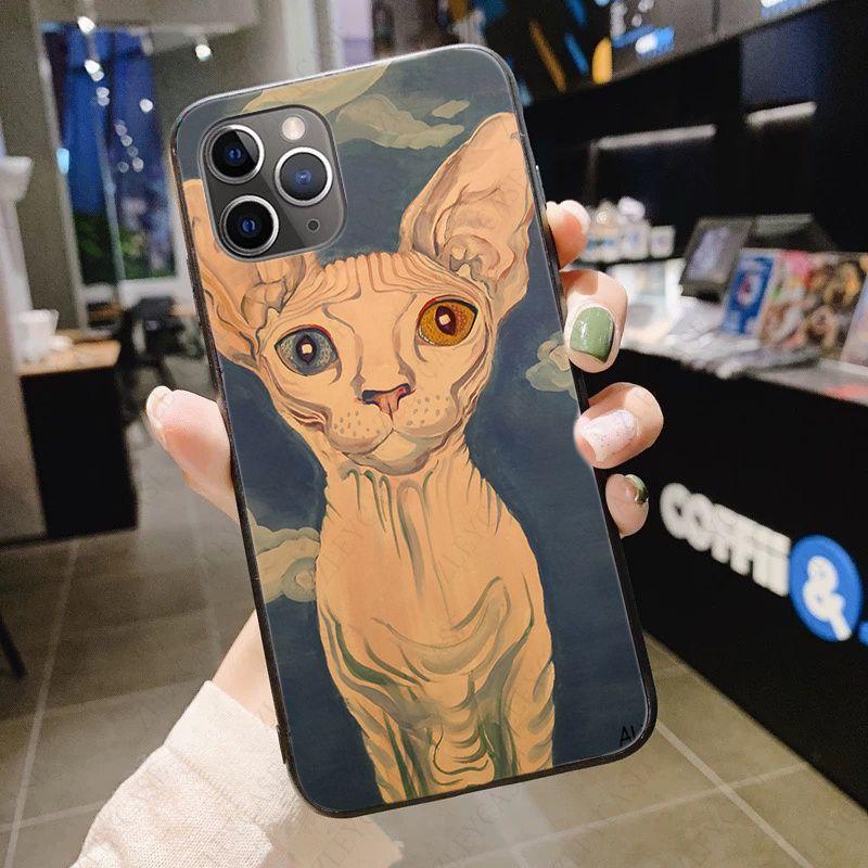 

Прозрачный мягкий чехол с татуировкой сфинкса и кота для iPhone 11 12pro max 5S SE 6s 13pro 7 8plus x xs xr xsmax 12 13mini, чехлы Iphone 5 5s