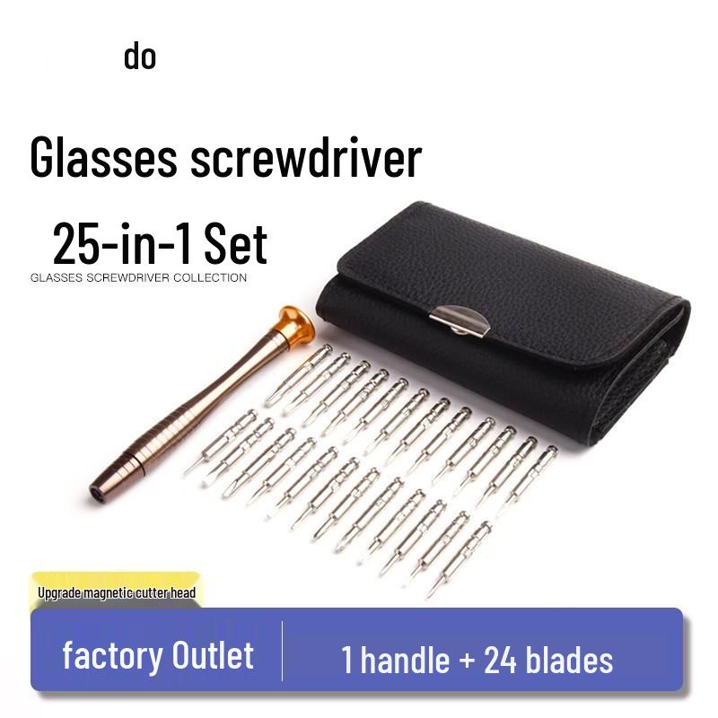 Multi-functional Glasses, Phone & Watch Repair Screwdriver Set with Nose Pad Tightening Tool 25-piece Screwdriver Set