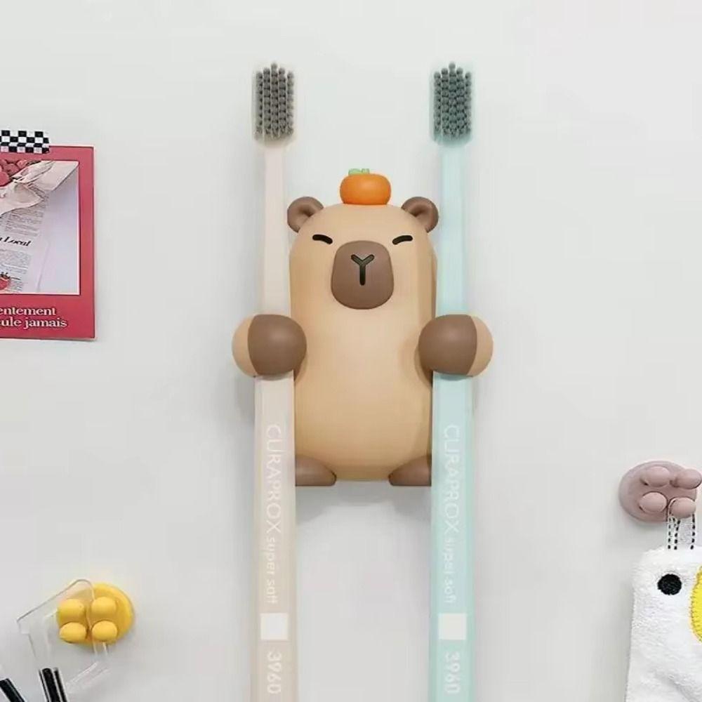 Drain Hole Capybara Toothbrush Holder Multi-functional Toothpaste Storage Shelf Office