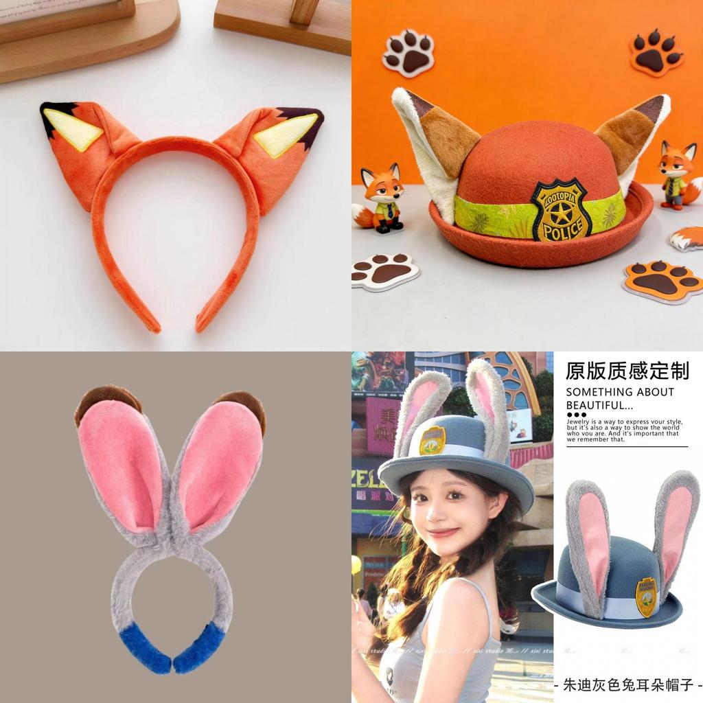 Zootopia Judy Hopps Nick Wilde Tier Cosplay Hut mit kurzem Schirm für Kinder