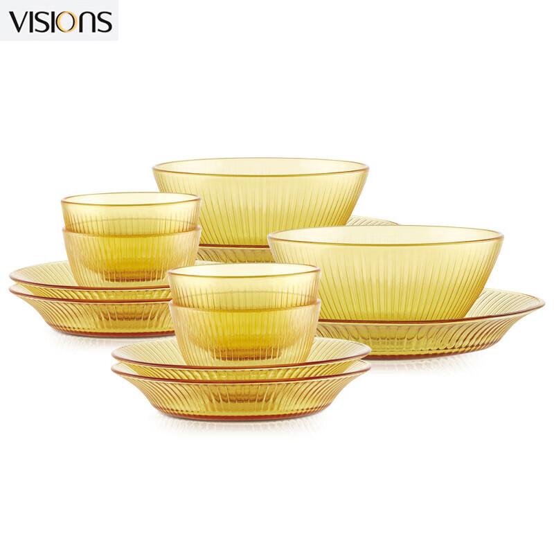 VISIONS Amber Glass 12-Piece Dinnerware Set