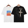Travis Scott Ts Stickman Peripheral Flame Printing Hip Hop Men's and Women's Same Casual Crew Neck Short Sleeve T-Shirt
