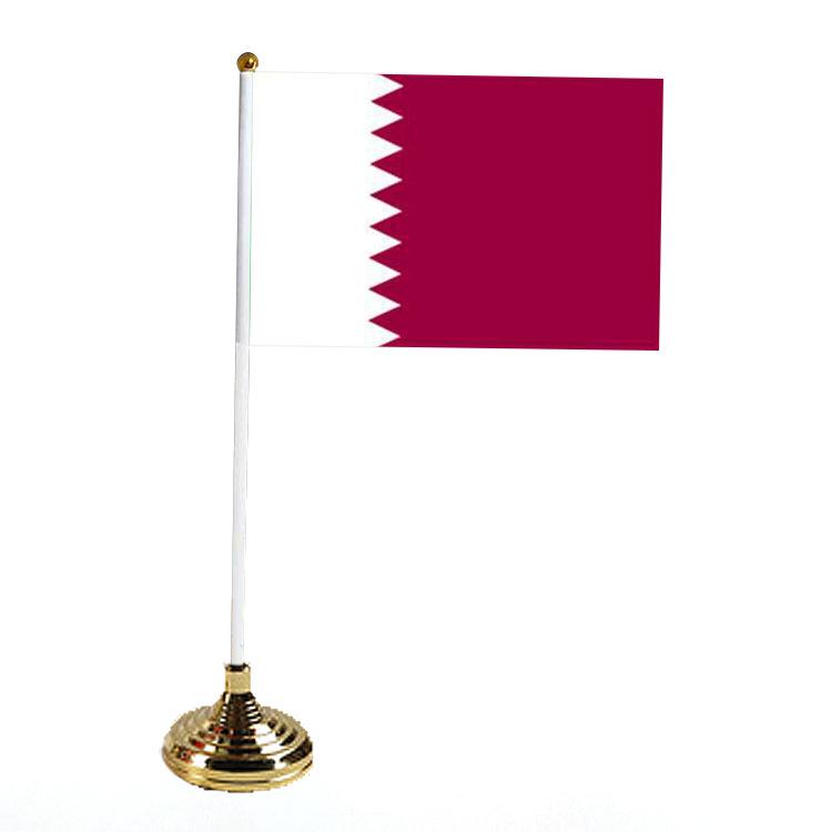 Office Table Flag Polyester 15 * 21cm Small Flag Plastic Flagpole Ornament with Base Table Flag