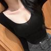 Korean Dongdaemun Sheer Slim Fit U-Neck Long-Sleeve T-Shirt.