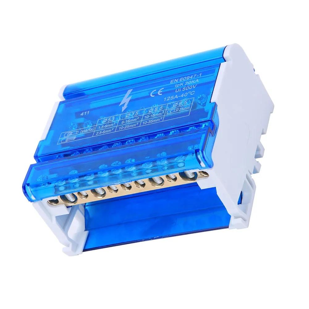 411 Terminal Distribution Box Din Rail Single Phase Din Rail Terminal Block Distribution Box 125A 500V 4-Level