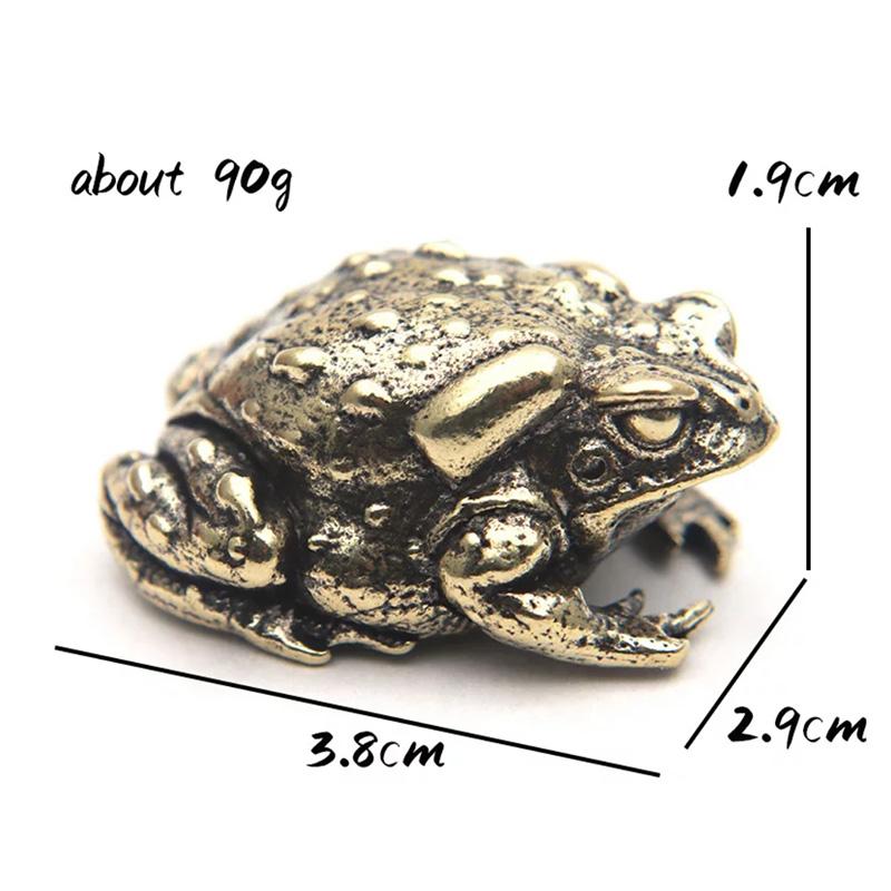 Brass Golden Toad Lucky Tea Pet Vintage Simulation Animal Figurines Miniatures Home Office Desk Ornament Car Decoration Crafts