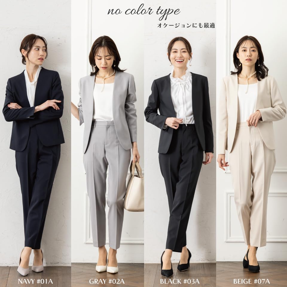 Pantsuit Collarless Tapered Business Ceremonial Suit Set, Jacket, Washable, Odor-Eliminating Tape, Pants, Suit, (LL, 2021102013A07)