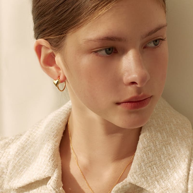 Lewe Volume Heart Hoop Earring