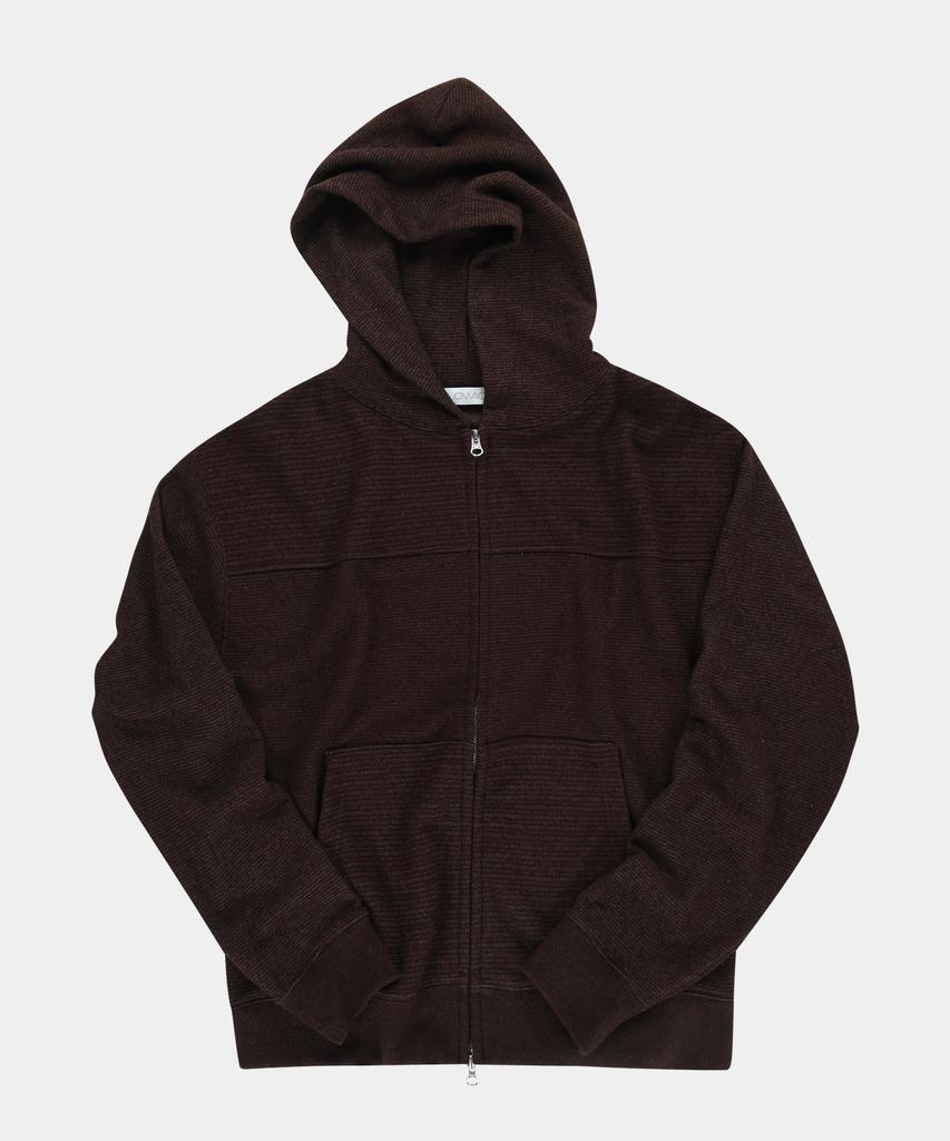 Slowacid Boucle Mixed Stripe Zip-Up Hoodie [Brown]