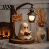 Spooky Night Light Halloween Gothic Witch Lantern, Resin Tabletop Decor with Warm Glow, Centerpiece Lantern Decoration for Shelf Desk