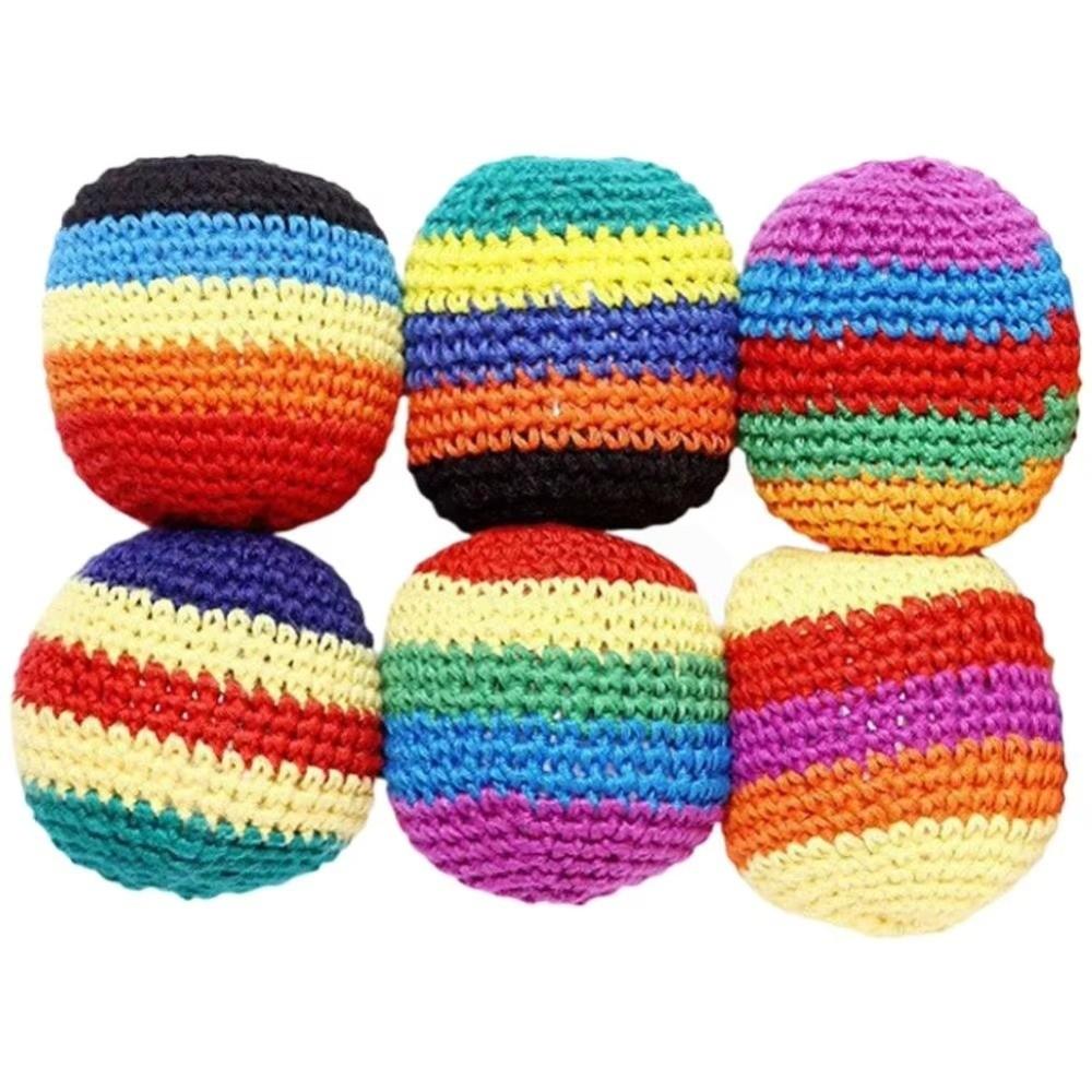 1/3/6/12Pcs Geometric Pattern Foot Bag Crochet Balls Durable Crochet Kick Sack Children