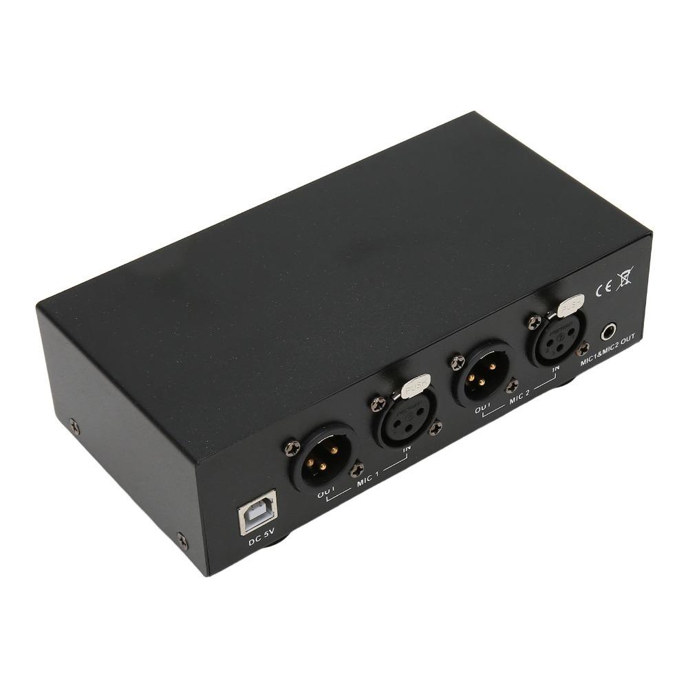 High Stability 48V Phantom Power Supply Low Pass Filter 2 Channel For Condenser Microphone