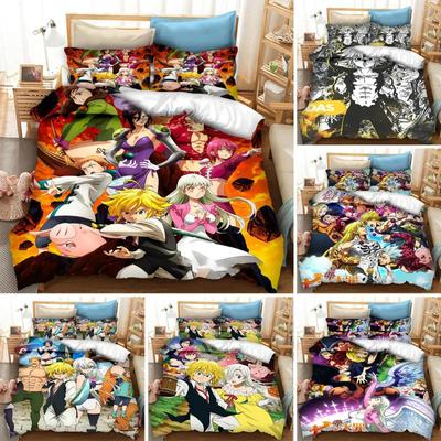 Anime The Seven Deadly Sins Capa de Edredom 3D Impresso Conjunto de Cama Fronha Duplo Twin Full Queen King Adulto Crianças Capa de Edredom