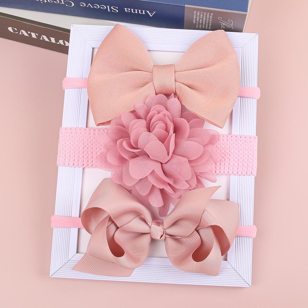 3PCS Chiffon Flower Headbands Baby Girls Hair Bows Headband Elastic Soft Nylon Hairbands for Baby Turban Infant Hair Accessories