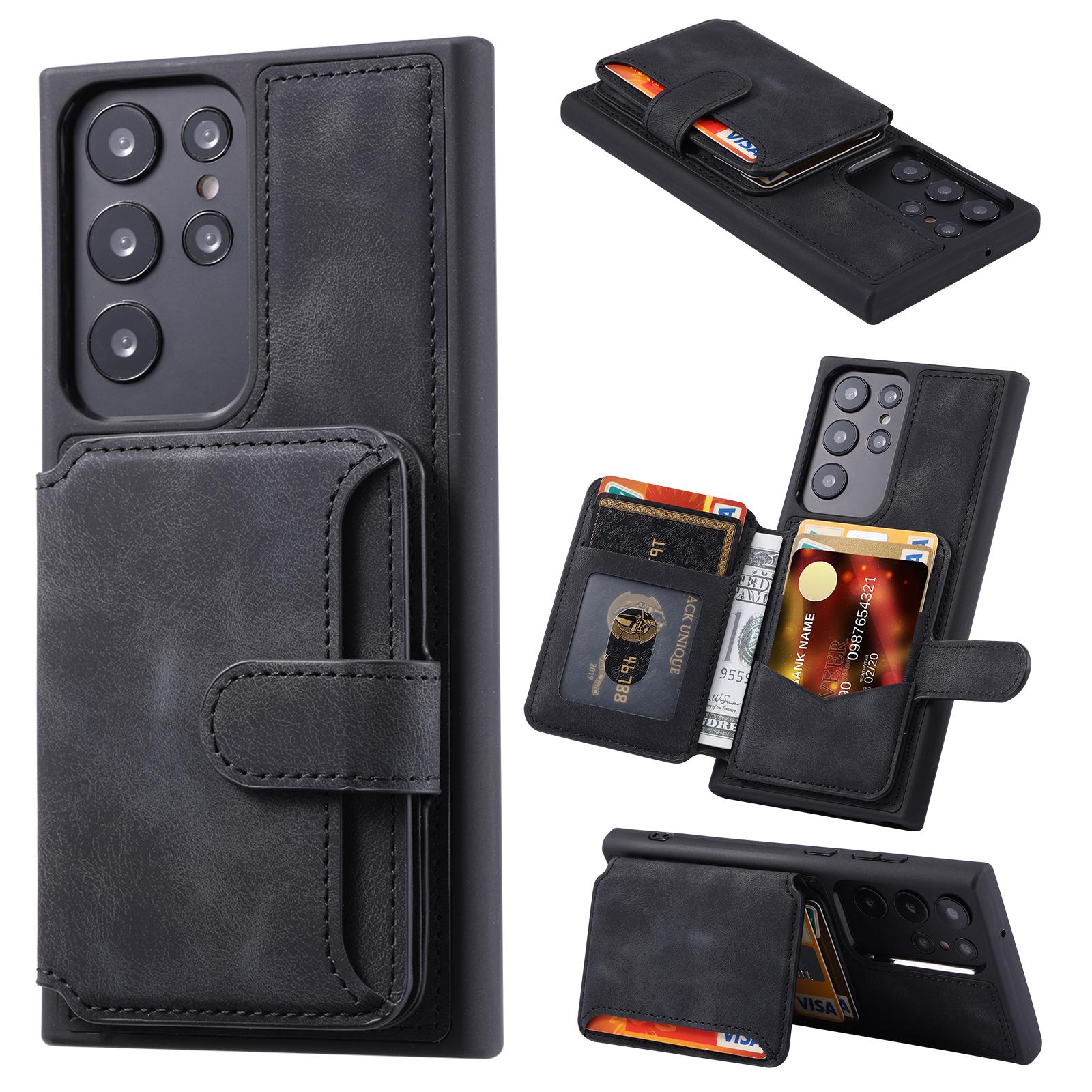 

For Samsung Galaxy S24 Ultra Case RFID Blocking Wallet Phone Cover with Card Slot Black