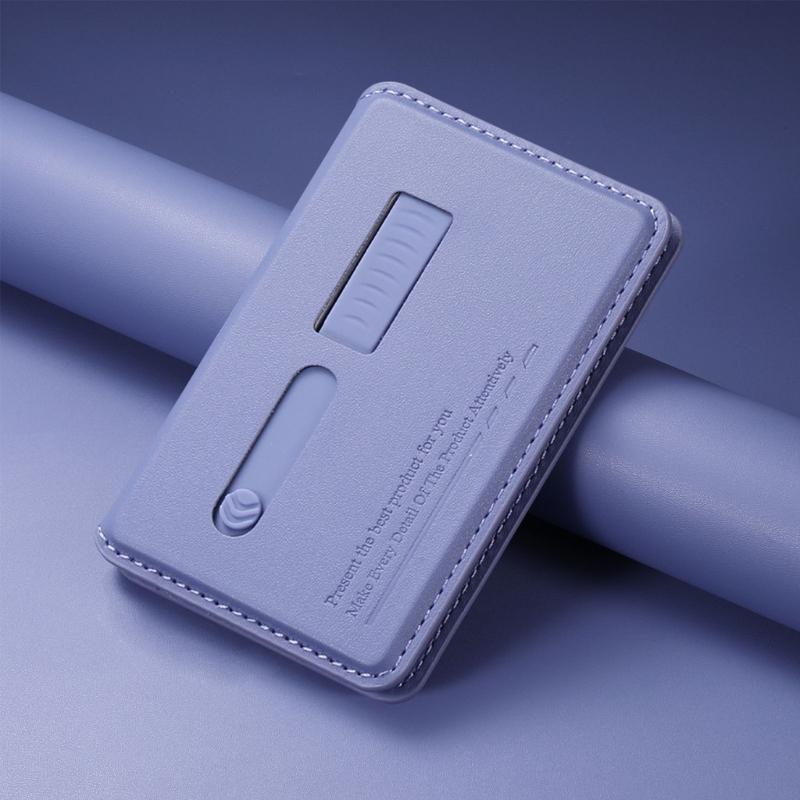 Adjustable Viewing Angle Phone Stand Card Storage Foldable Design Magnetic Backing PU Leather Construction