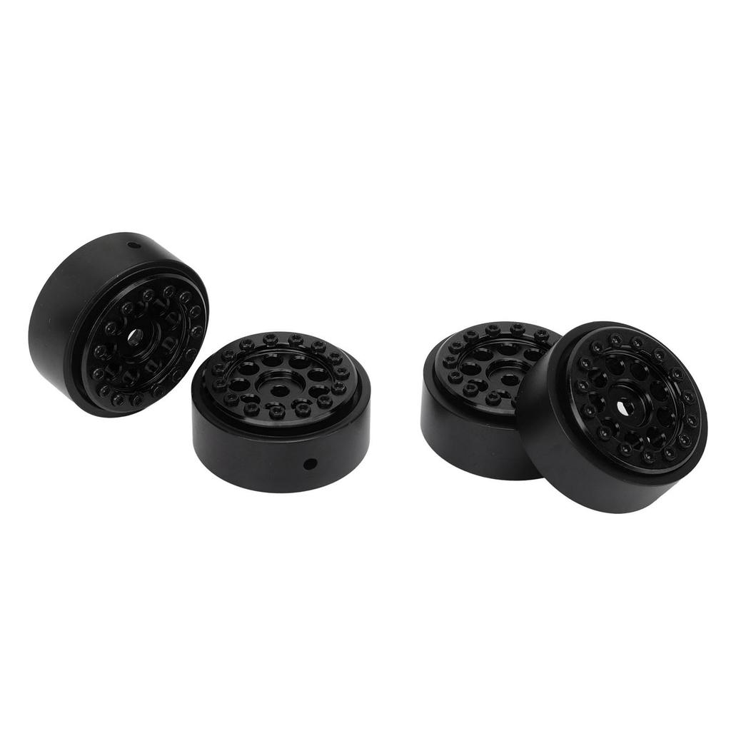 4Pcs 1.0 Inch Wheel Hub 9 Round Hole Aluminum Alloy Hub for FMS FCX24 1 24 Remote Control Climbing Car Black
