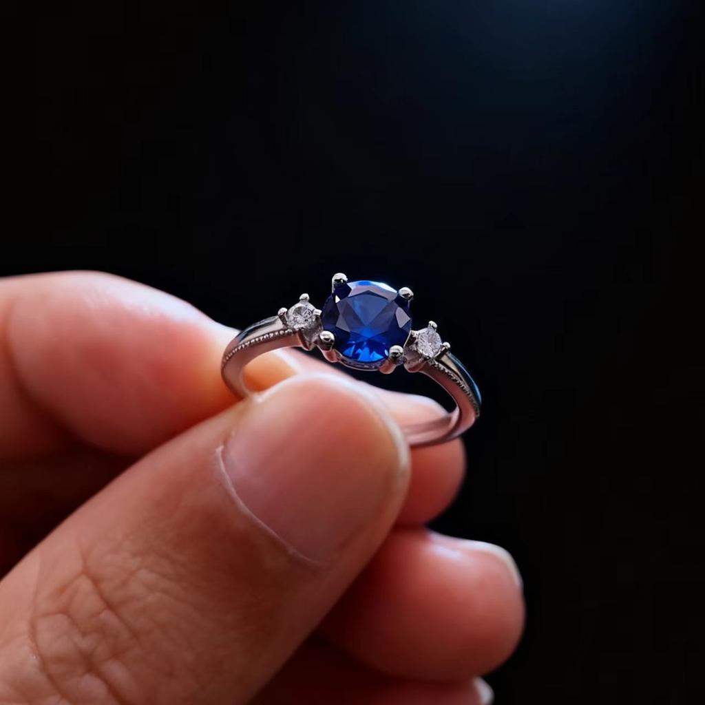 Accessories One Carat Cultivated Ruby Sapphire Ring Women's Simple Fashion Colored Treasure Open Ring
