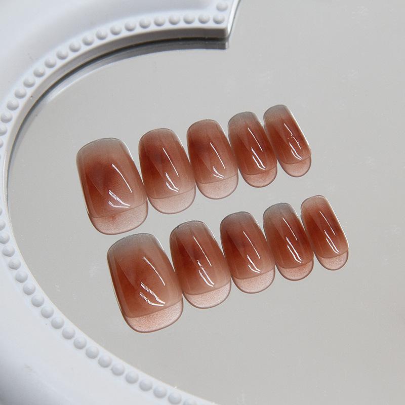 24 Pcs Small Short T Wearing Nail Piece Removable Nail Piece Maillard Nail Piece Nail Piece Gradual Change Smudge Fake Nail