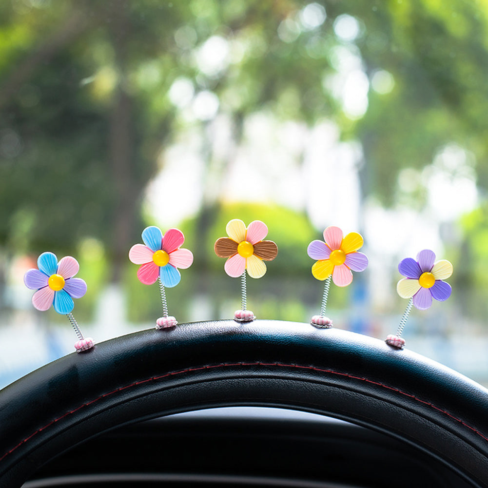 

5 шт. мультяшная качающаяся голова красочный цветочный орнамент украшение для салона автомобиля весенняя качающаяся голова подсолнухи декор двусторонний скотч чёрный