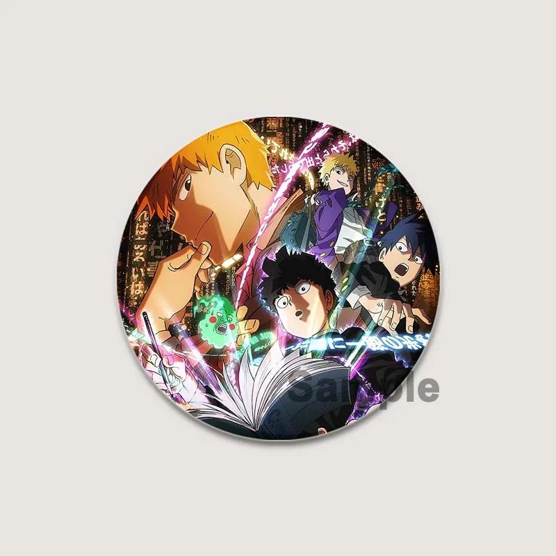 32/44/58mm Japanese Anime Mob Psycho 100 Badges On Backpack Accessories Lapel Pins Cartoon Brooches for Clothes Bag Decor Fans Gifts
