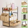 Organizzatore da Bancone per Bagno a 2 Livelli con Cassetto Organizer in Legno per Bancone per Stoccaggio, Organizer per Prodotti da Skincare per Toeletta, Scaffale da Bancone per Bagno