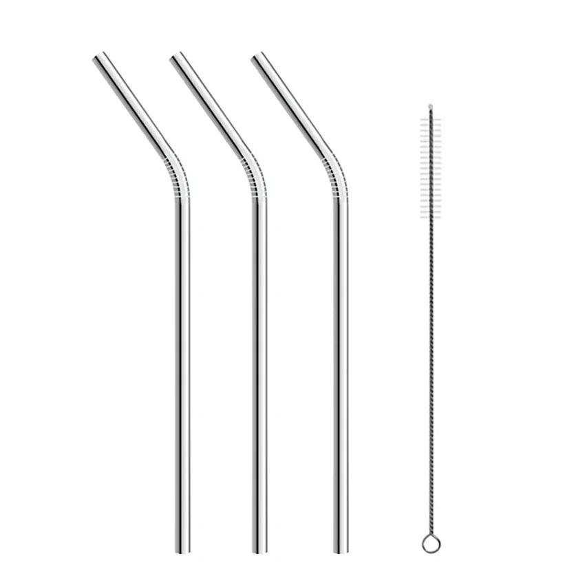2/4/8Pcs Drinking Straw Reusable Straws with Cleaner Brush Set High Quality Eco Friendly Stainless Steel Metal Straw For Mugs
